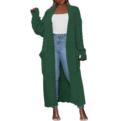Damen Lange Strickjacke 2026 Übergroßer Mantel Langarm Offener Cardigan Gestrickt Extra