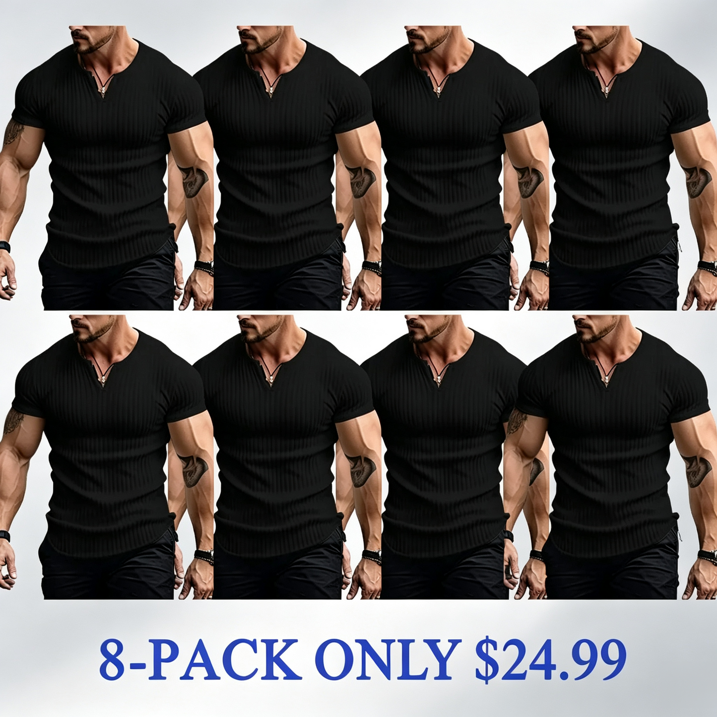 Men's Vertical Striped V-Neck Short Sleeve T-Shirt