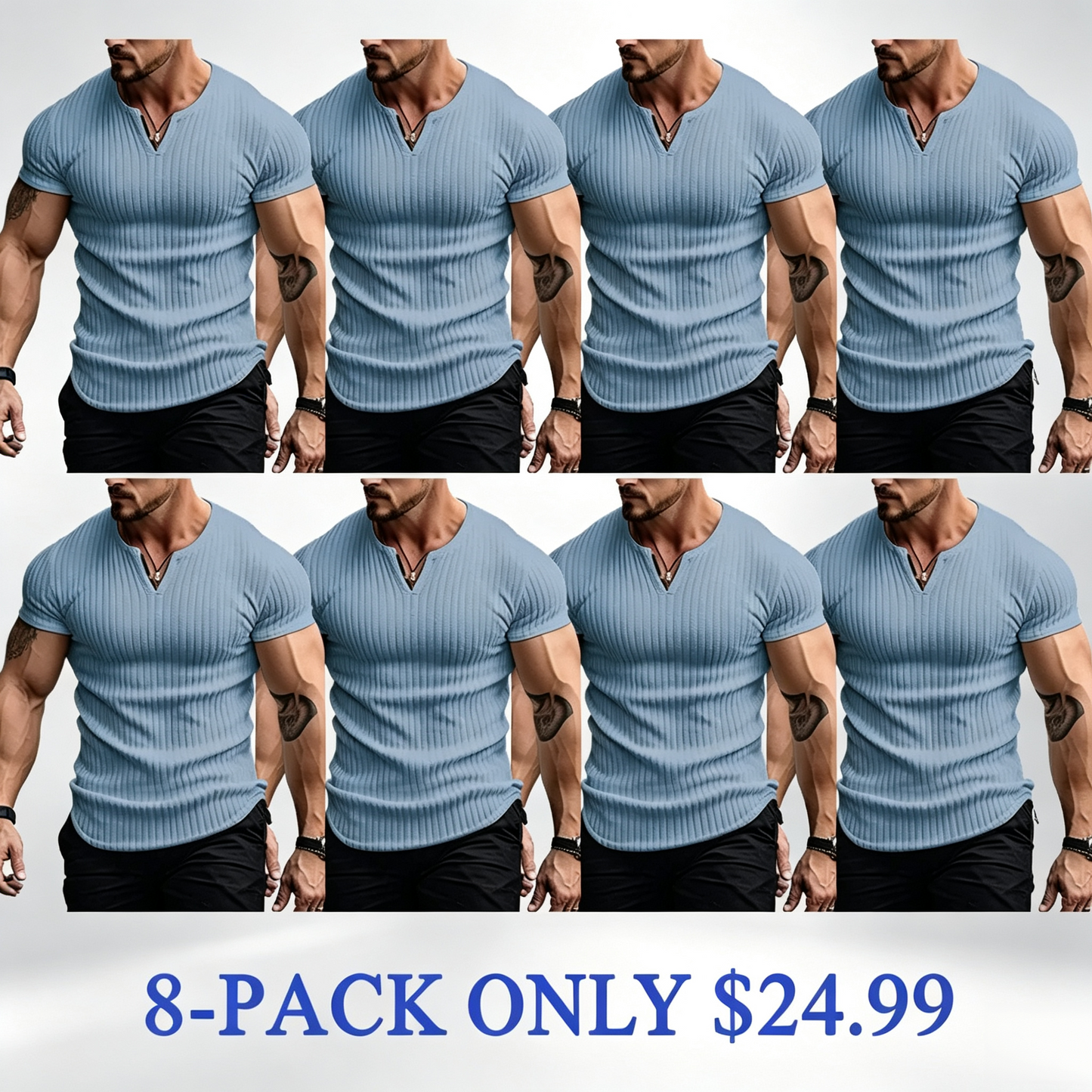 Men's Vertical Striped V-Neck Short Sleeve T-Shirt