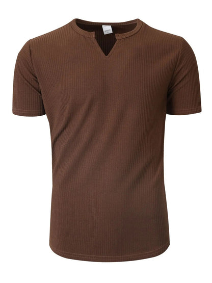 Men's Vertical Striped V-Neck Short Sleeve T-Shirt