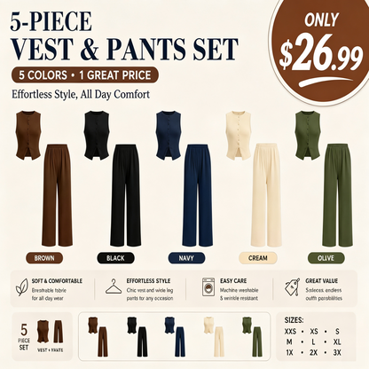 Women's Basic Fitted Solid Ribbed Button Tank Top & Straight Leg Pants Two-piece Set, Casual Sleeveless Top & Trousers for Daily Wear, Ladies Two-piece Outfits for All Seasons, Clothes, Airport Outfit