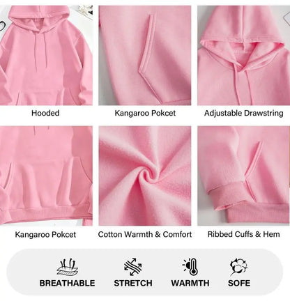 Women's Pink Heart Print Hoodie & Track Pants Set