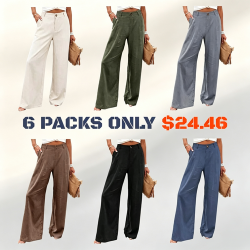 ⚡LAST 2 DAYS⚡- Women’s Casual High Waist Linen Wide Leg Trousers