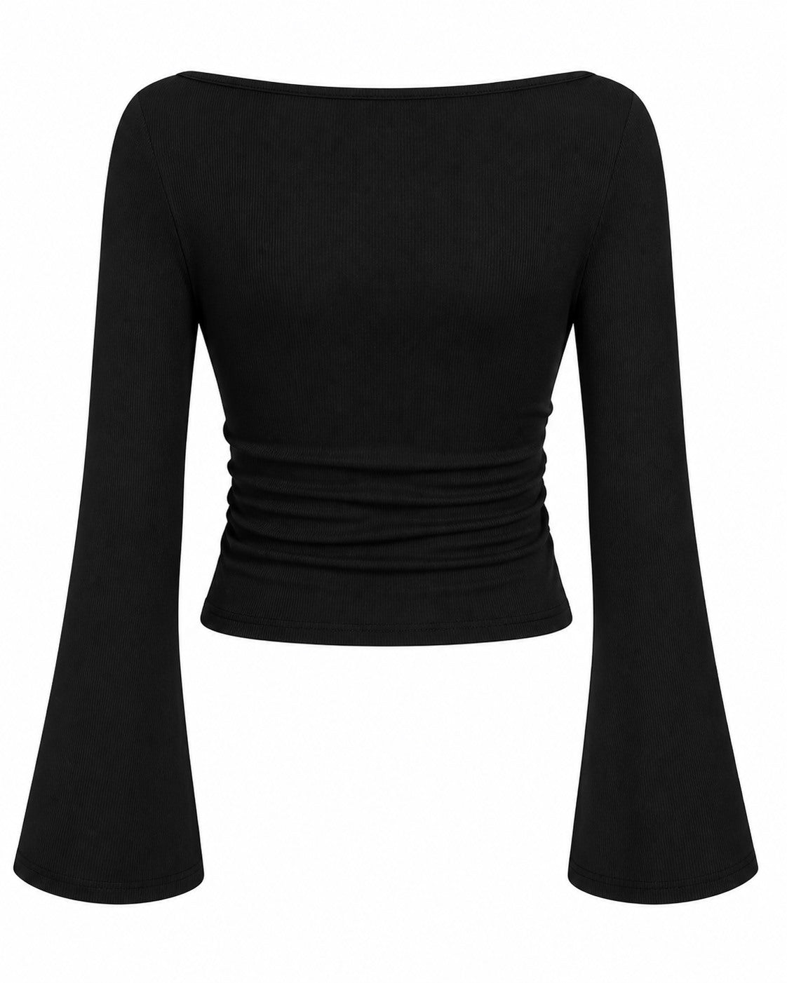 Women's Ribbed Boat Neck Bell Sleeve Crop Top Multipack