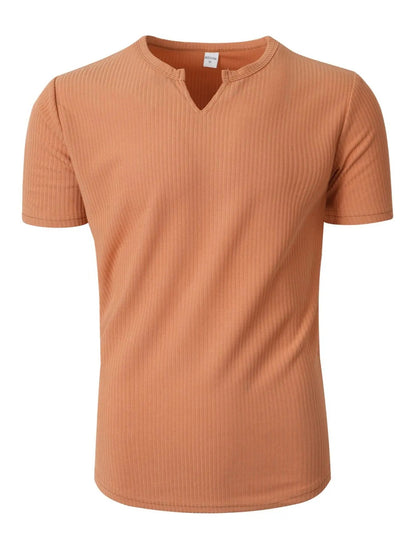 Men's Vertical Striped V-Neck Short Sleeve T-Shirt
